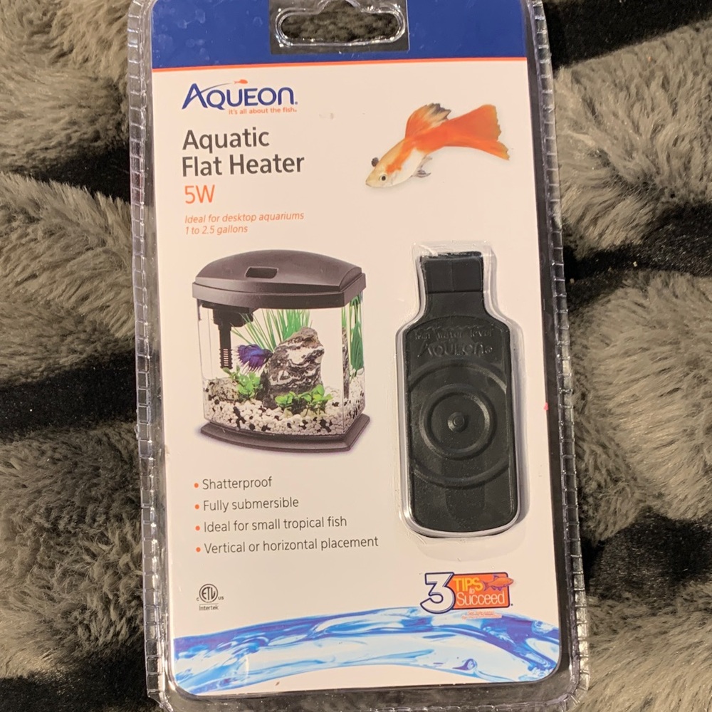 #541 NIB “Aqueon” Black Aquatic Flat Heater 5W